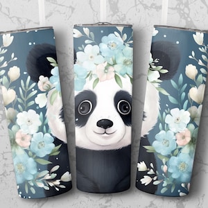Adorable Panda Tumbler Wrap Design: 20oz Skinny Cup PNG Digital Download for Sublimation