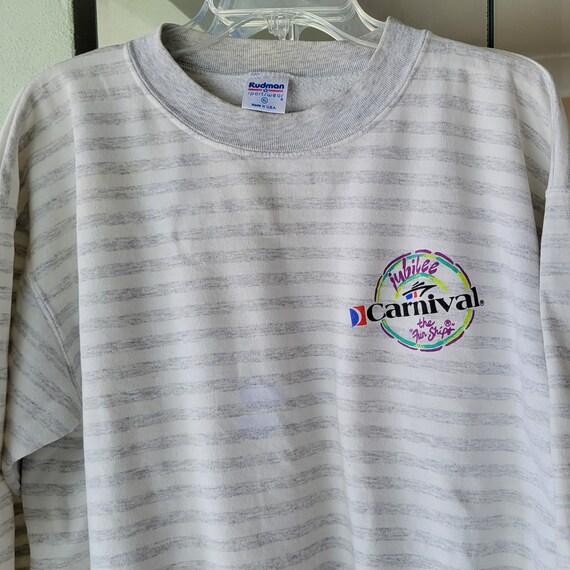 Vintage Carnival Cruise Sweatshirt Gray Stripe Co… - image 1