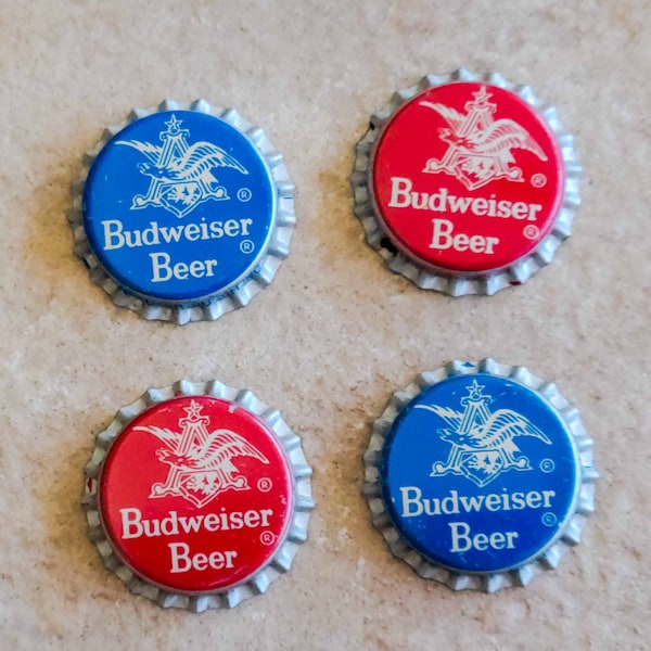 Budweiser Beer Bottle Caps Unused Red Blue Two Each Flying Eagle A Anheuser Busch Company St Louis Missouri Vintage