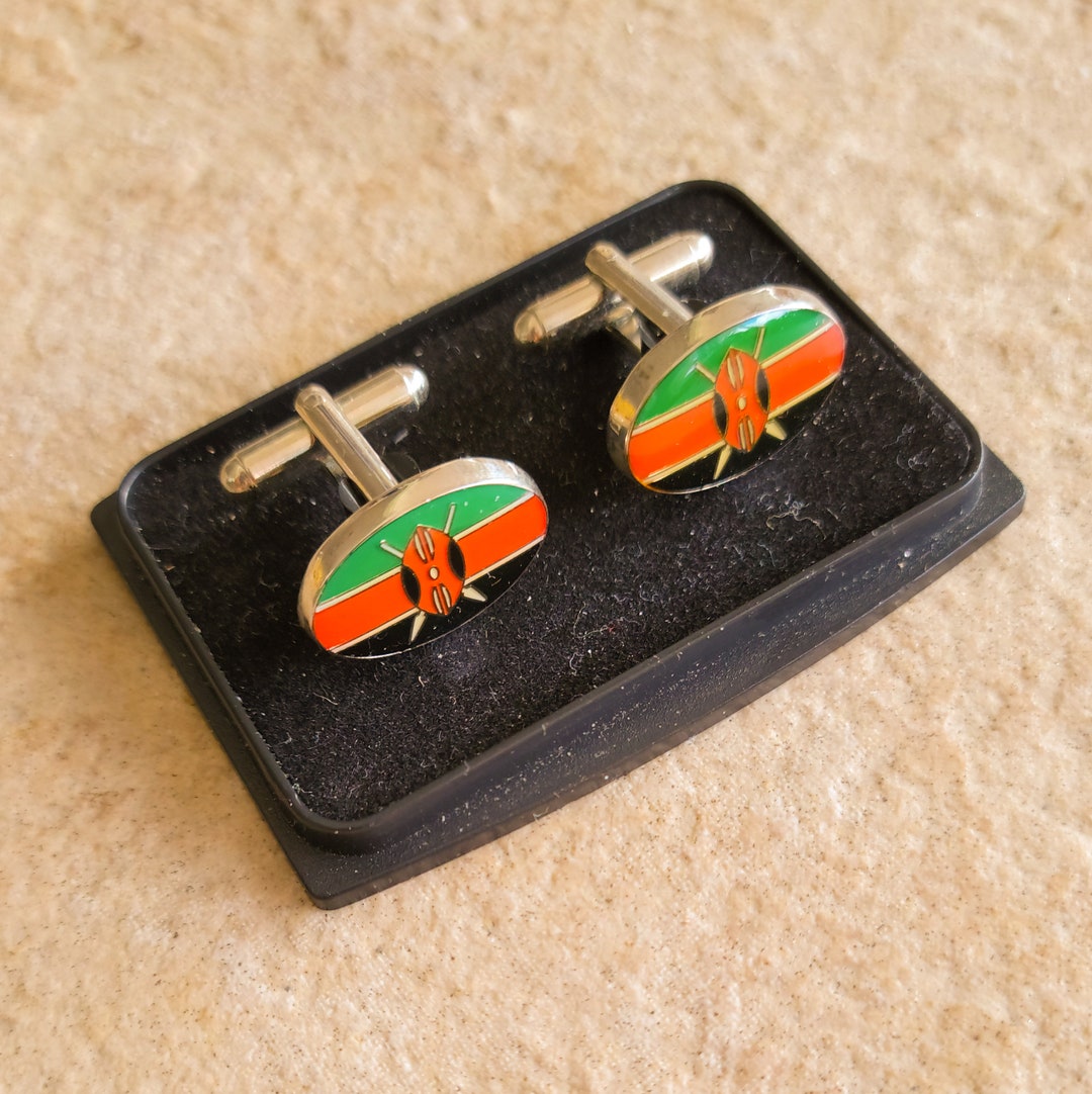 Vintage Kenyan Cuff Links Kenyan Flag Patriotic Cuff Links Red Etsy