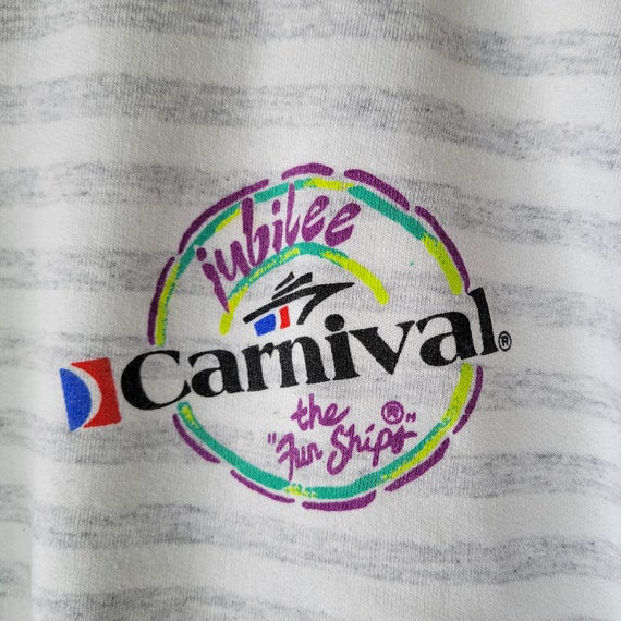 Vintage Carnival Cruise Sweatshirt Gray Stripe Co… - image 2