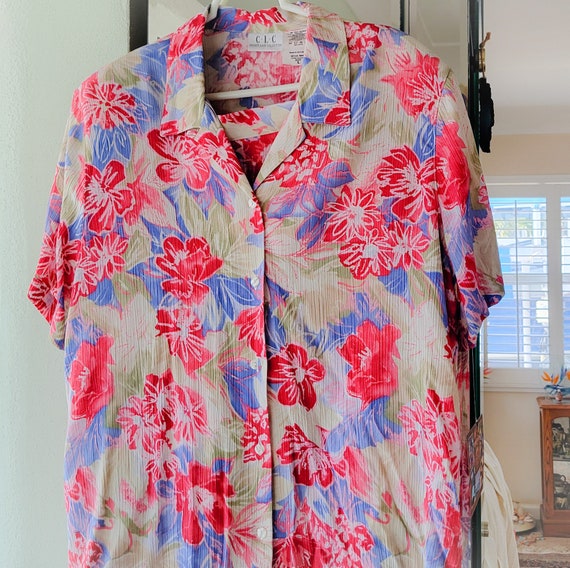 Floral Tropical Womens Two Piece Outfit Button Up… - image 3