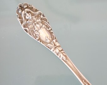 Vintage Art Nouveau Teaspoon Goddess Lady Face Sterling Silver Lunt Silversmiths 1900