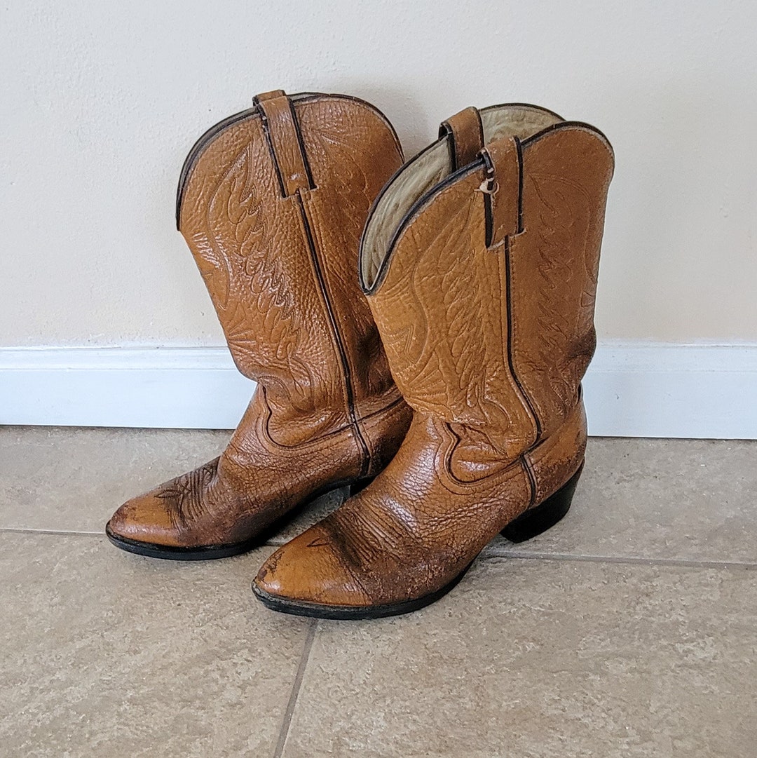 Vintage Brown Cowboy Boots Durango 9.5 D Mens Made in USA Distressed Preowned Etsy