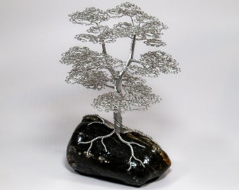 Скульптура из проволочного дерева | Металлический бонсай из алюминия