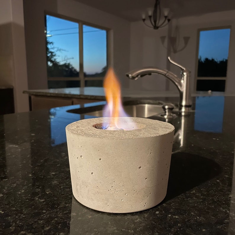 Personal Tabletop Concrete Fireplace Usable Indoor/outdoor Etsy