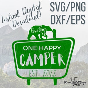 One Happy Camper Woodland Baby Shower Camping Birthday Decorations First Birthday Decor One Happy Camper SVG Bear Baby Nursery Forest Art