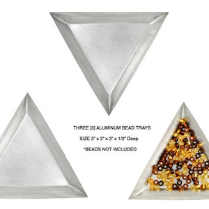 3 PC Set of 3 inch Triangular Bead Trays, 3x3x3x1/2&quot; Bead sorting tray, bead scoop, beading tools, bead weaving tools, bead embroidery tools