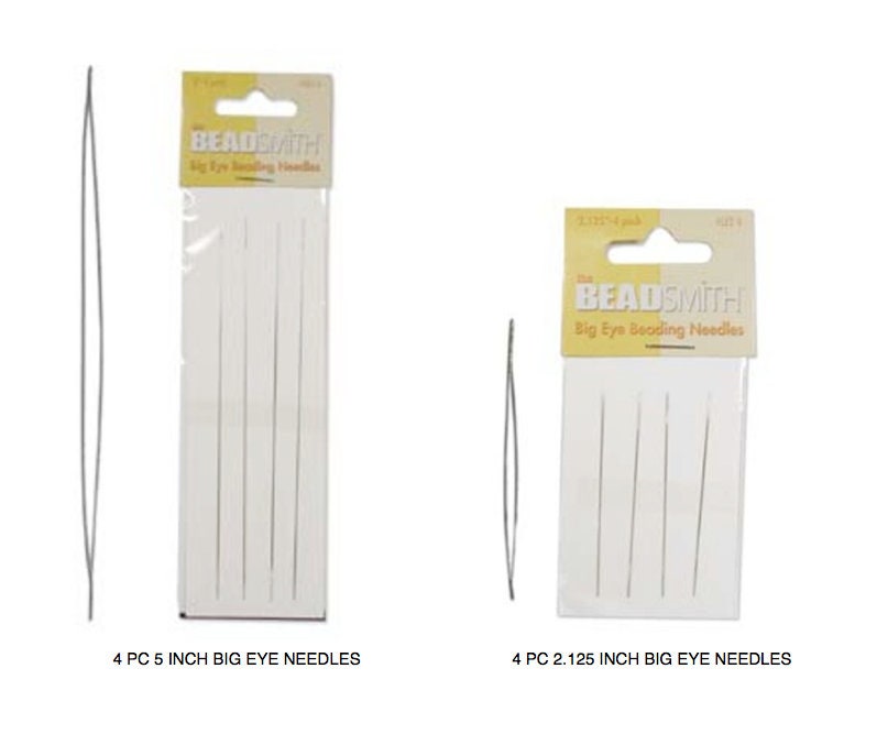 Big Eye Beading Needles Two Sizes 2.25 & 4.5 Fine or Standard Size's Packed  4 Needles per Package Diybeads 