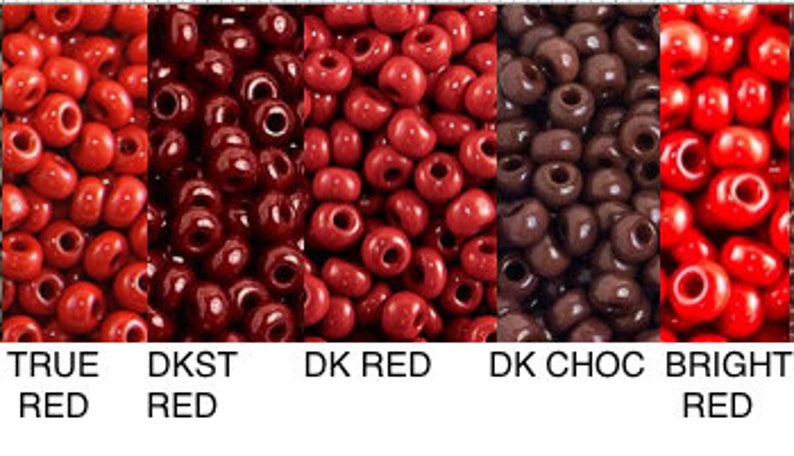 Sz 10/0 OPAQUE Czech Seed Beads Red Dk Red Black White Brown Turquoise Navy Periwinkle Royal Dark Green Golden Yellow Lt Yellow Lt Olive image 3