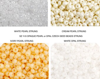 Sz 11/0s OP PEARL White, Cream, Ivory or White Opal Czech Seed Beads, size 11 seed beads Bead weaving Beaded Embroidery supply