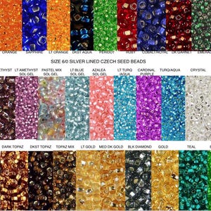 6/0 S/L Garnet Ruby Amethyst Crystal Black Diamond Gold Green Turquoise Blue Teal Salmon Orange Emerald Peridot Topaz Brown Czech Seed Beads
