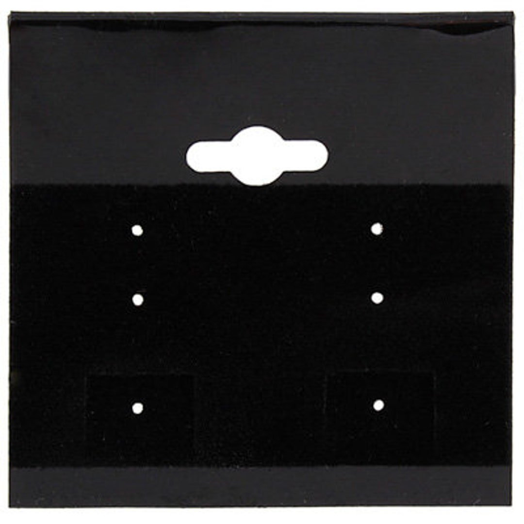 25 2x2 Plain Black Velvet EARRING CARDS, 50x50mm Unprinted Black