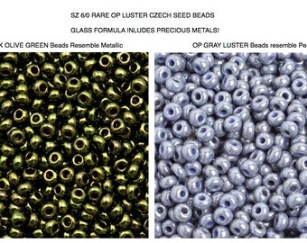Sz 6/0 RARE Czech Seed Beads OP DK Olive Luster Blue/gray Luster bracelet beads, kumihimo beads, macrame beads, jewelry & beading supplies