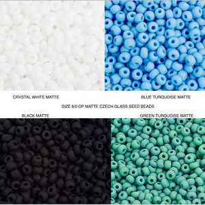Size 8/0 Opaque Matte Black White or Turquoise Czech Seed Beads friendship bracelet beads, kumihimo/macrame/embroidery beads, bead weaving
