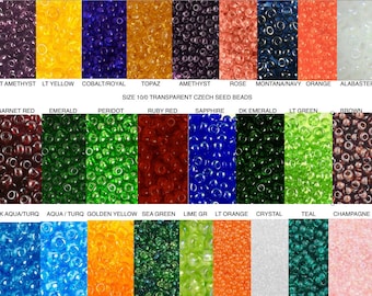 SZ 10 TR Garnet Ruby Sapphire Navy Emerald Green Turquoise Yellow Royal Bl Orange Teal Pink Czech Seed Beads, bead weaving, bead embroidery