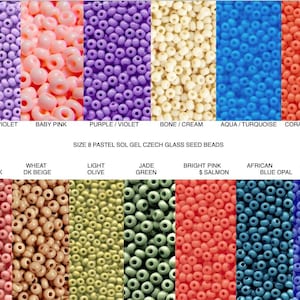 SZ 8/0 Pastel Baby Pink Olive Dk Green Bone Purple Blue Aqua Dogwood Salmon Sol Gel Czech Seed Beads Kumihimo/macrame/embroidery beads