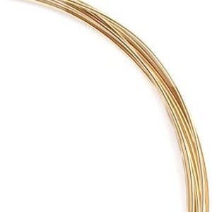 May include: A close-up of a spool of gold-colored wire. The wire is thin and appears to be made of metal.