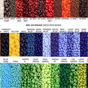 Sz 10/0 OPAQUE Czech Seed Beads Red Dk Red Black White Brown Turquoise Navy Periwinkle Royal Dark Green Golden Yellow Lt Yellow Lt Olive
