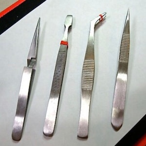 4 Pc Set Stainless Steel Tweezers, Health & Beauty Magnifier Tweezers, needle threading tools, beading supplies