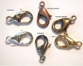 Ornate Fish Lobster Clasps – 20mm X 12mm, Silver Antique Bronze Gold, SC15, Jewelry Findings