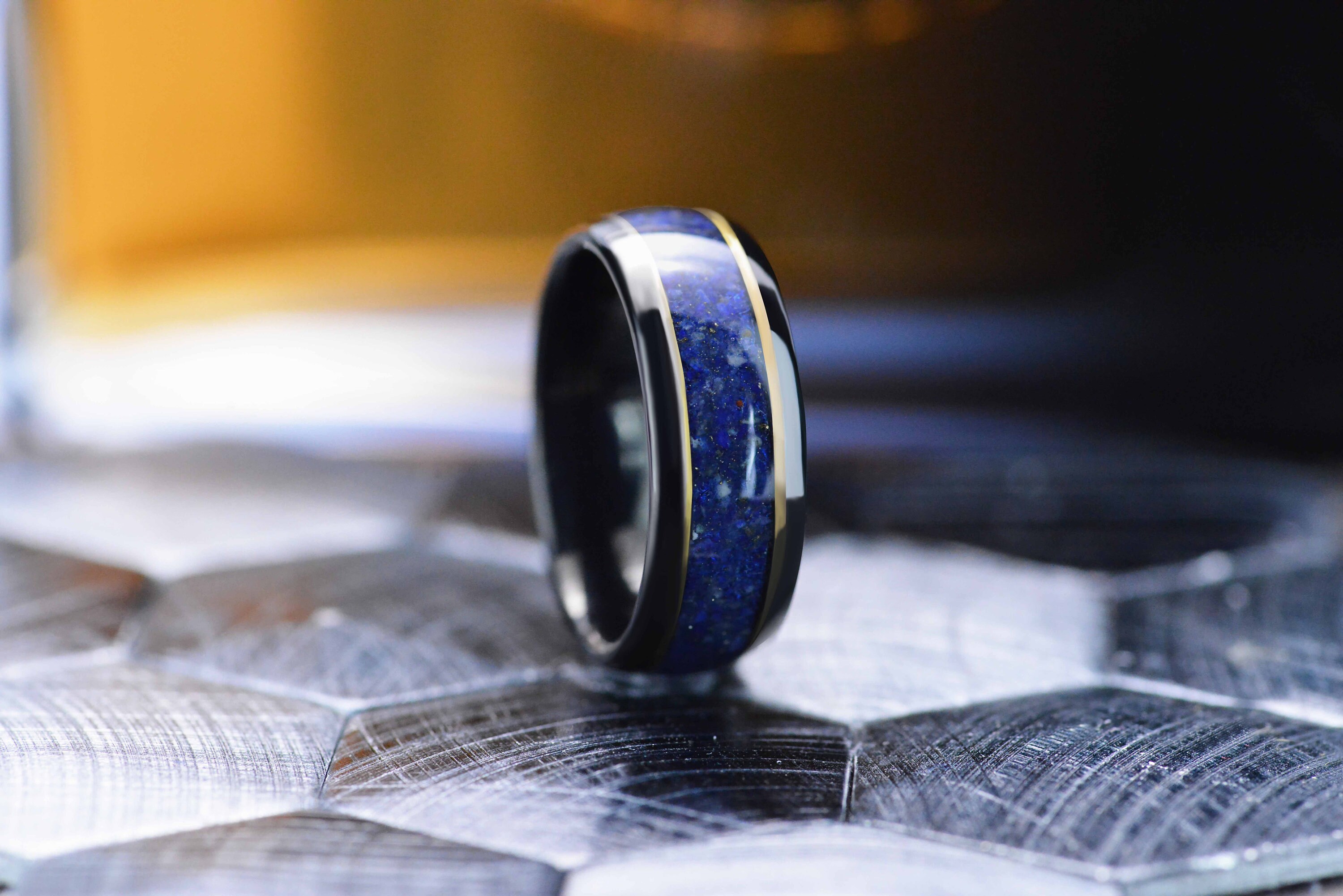 Blue Lapis Ring Tungsten Wedding Band Mens Ring Lapis & Copper Etsy