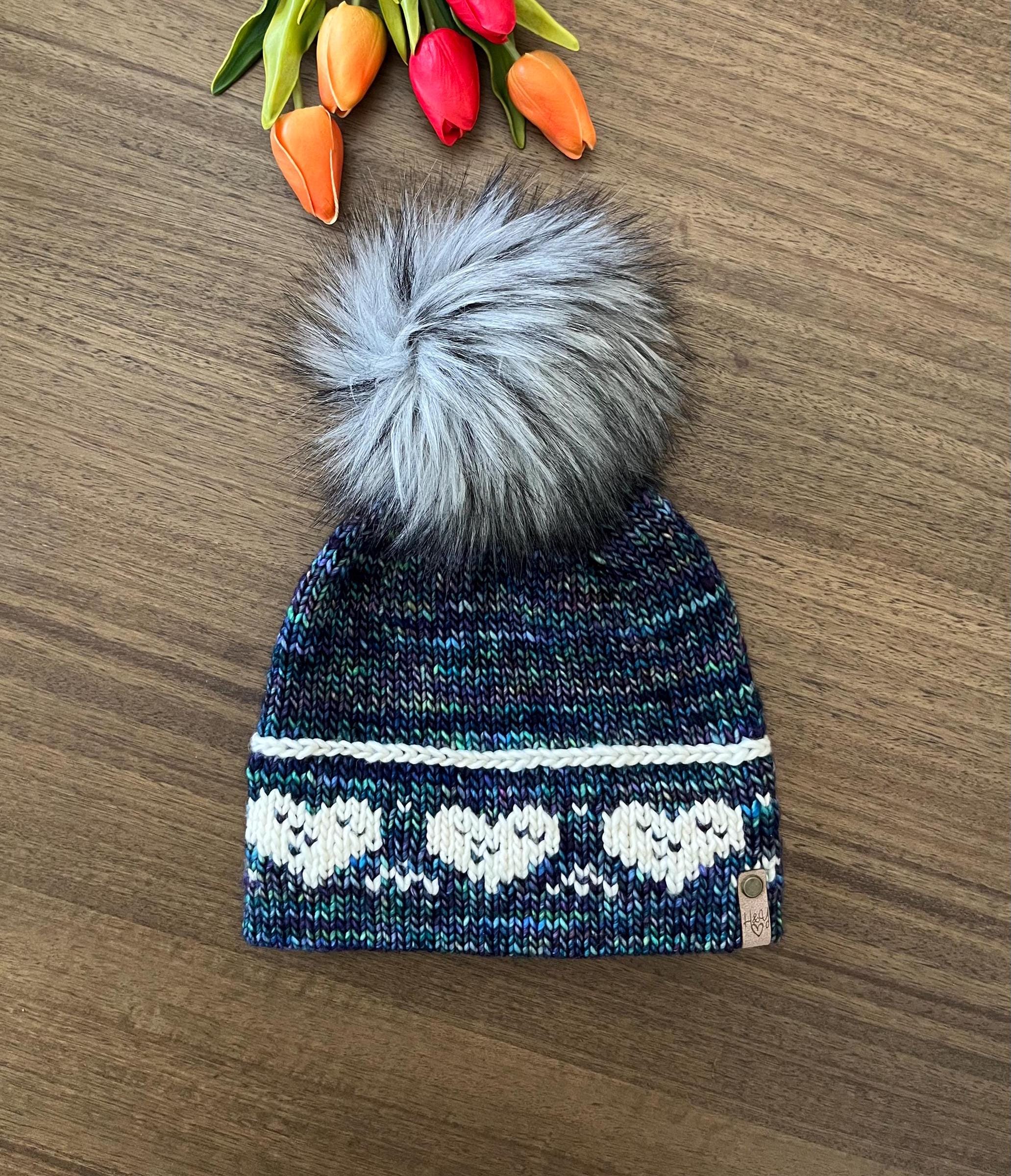 Lightweight Slouchy Hat -knit Merino Wool Beanie: Faux Fur  display picture 3