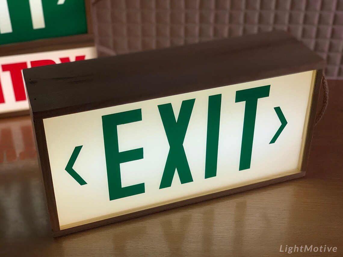 Exit Light Box Light up Sign Illuminated Exit Sign Wine Etsy