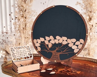 Wedding guest book drop box Alternative wedding guest book tree Fall wedding guestbook Leaf guest book wooden Rustic guest book