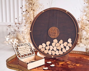 Rustic Wood Wedding Guest Book: Drop Box with Hearts