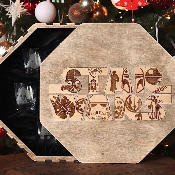 Whisky Gläser bedruckt Millenium Falcon Whisky Gläser Set Geschenk für Mann Whisky Dekanter Set Geschenk zum Vatertag Weihnachtsgeschenk einzigartig