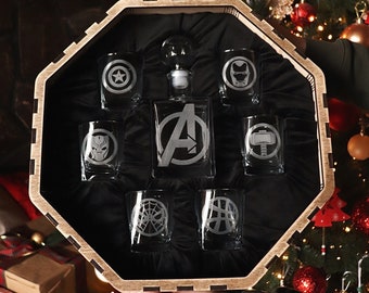Superhero Whiskey Decanter Set: Personalized Groomsman Gift