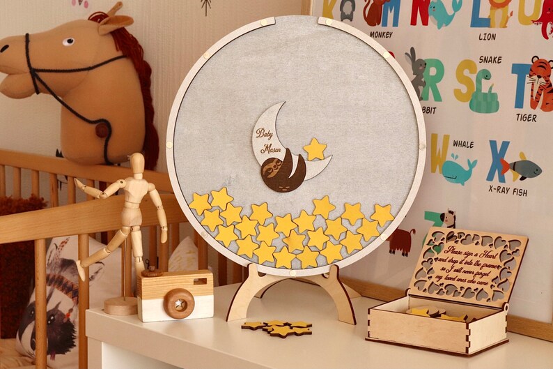 Livre d'or baby shower Le paresseux - Créatrice ETSY : NicoleDesignCrafts