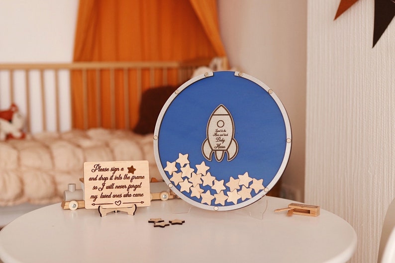 Baby shower guestbook alternative Moon and stars baby shower Twinkle twinkle little star baby shower alternative Birthday guest book image 2