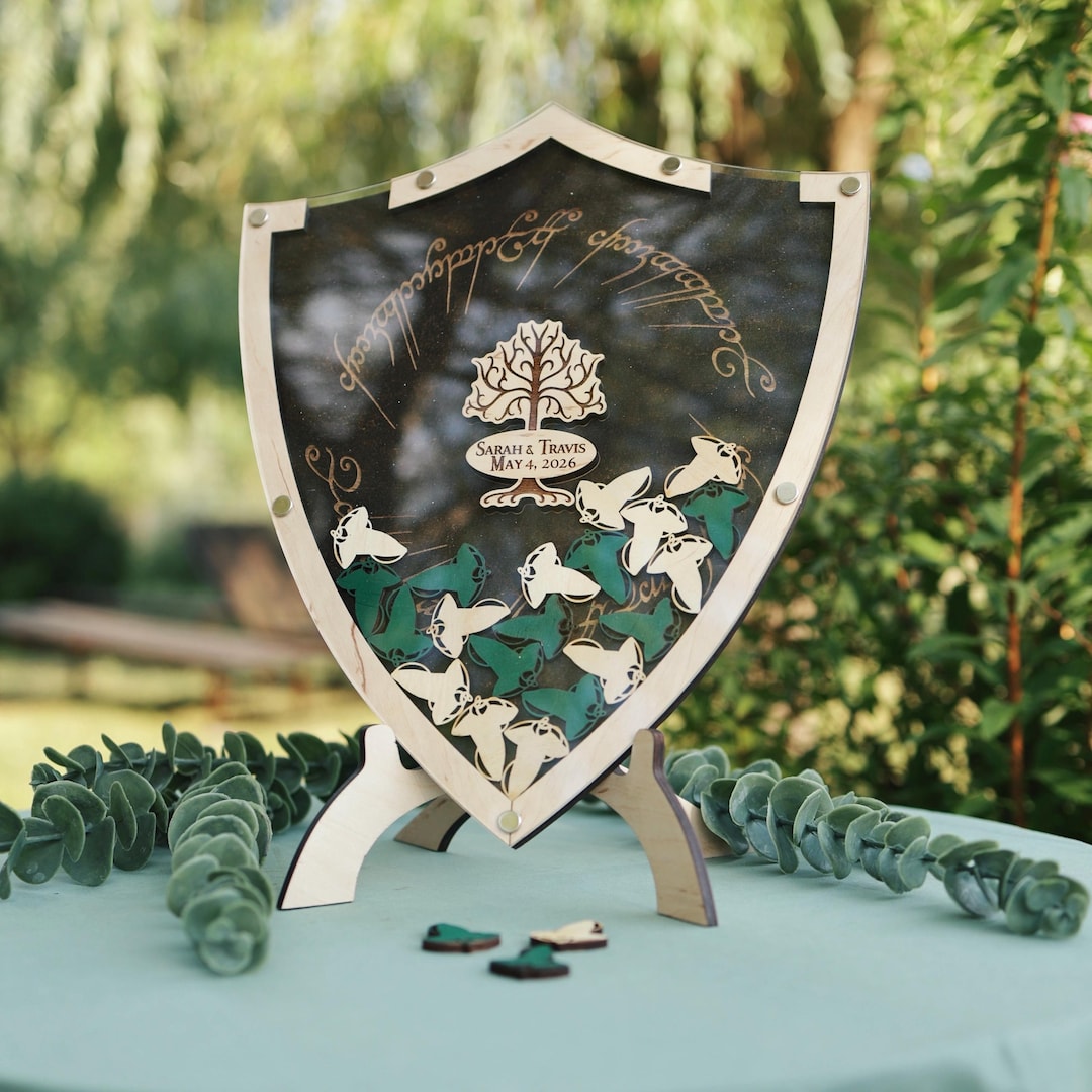 Shield LOTR Wedding Guest Book Alternative Wedding Drop Box Wood Guest ...