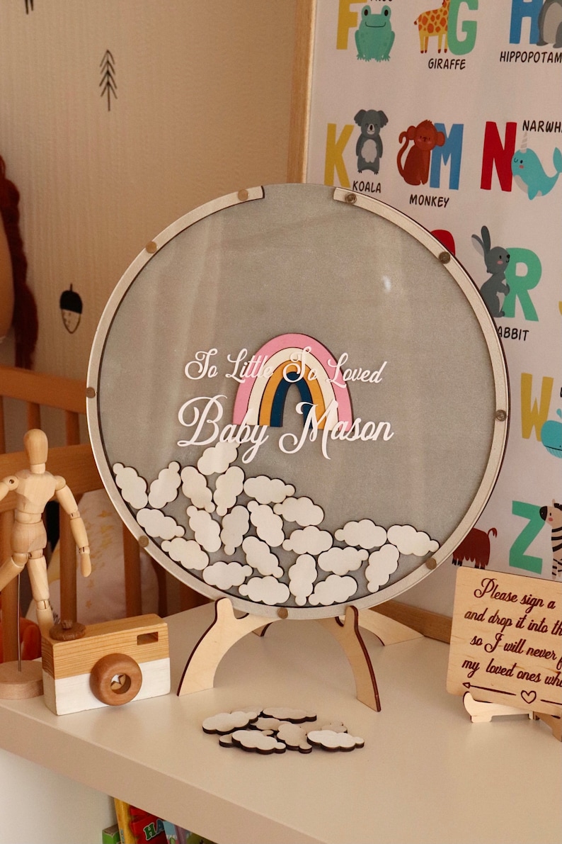 Livre d'or baby shower arc en ciel - Créatrice ETSY : NicoleDesignCrafts