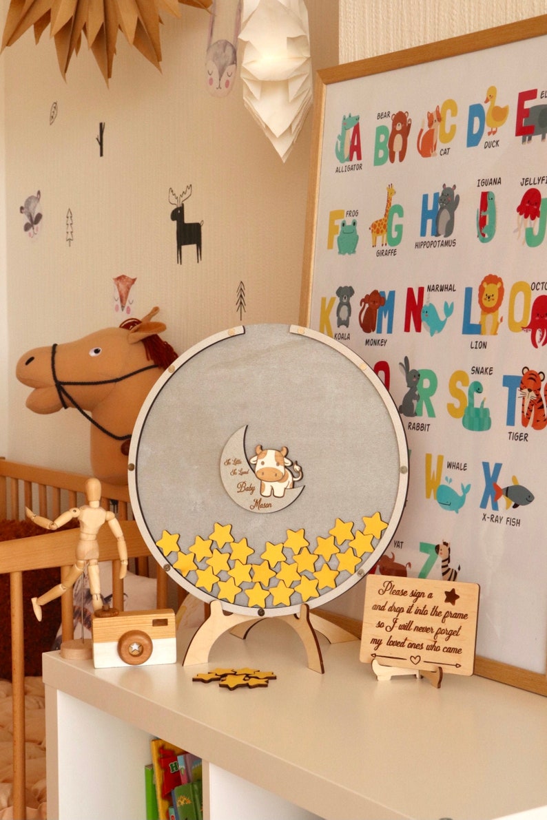 Livre d'or baby shower vache - Créatrice ETSY : NicoleDesignCrafts
