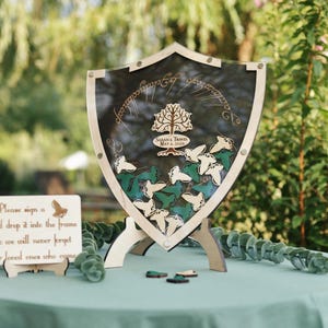Shield LOTR Wedding Guest Book Alternative Wedding Drop Box Wood Guest ...