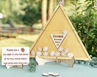 Triangle Wedding Guest Book: Wood Sign-In Alternative