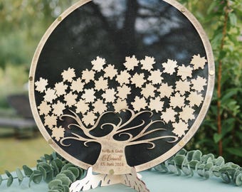 Maple Leaf Wedding Guest Book: Wooden Drop Box Alternative
