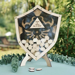Rustic Wedding Guest Book Alternative: Wooden Hearts, Custom Sign In