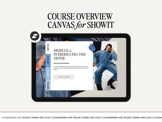 Course Module Overview Canvas for Showit –  Animated Showit Canvas | Plug-and-Play Section for Website Designers, Tab Showit Template