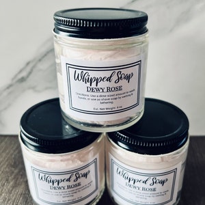 Whipped Soap: Dewy Rose. Use as an alternative to liquid soap, body wash, or shave cream.