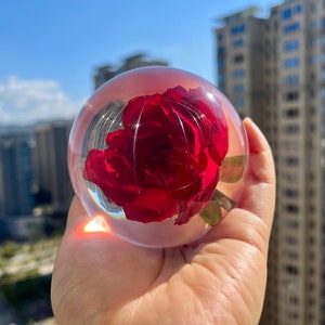 Preserved Red Rose Resin Sphere: Romantic Valentine's Gift Perfect Holiday Gift of Love image 5