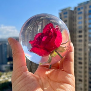 Preserved Red Rose Resin Sphere: Romantic Valentine's Gift Perfect Holiday Gift of Love image 3