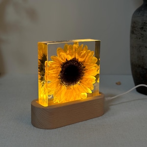 Real Sunflower Gifts For Wedding Gifts for Her Sunflower Resin Shelf  Decor Night Light Romantic Flower Girl  Gifts