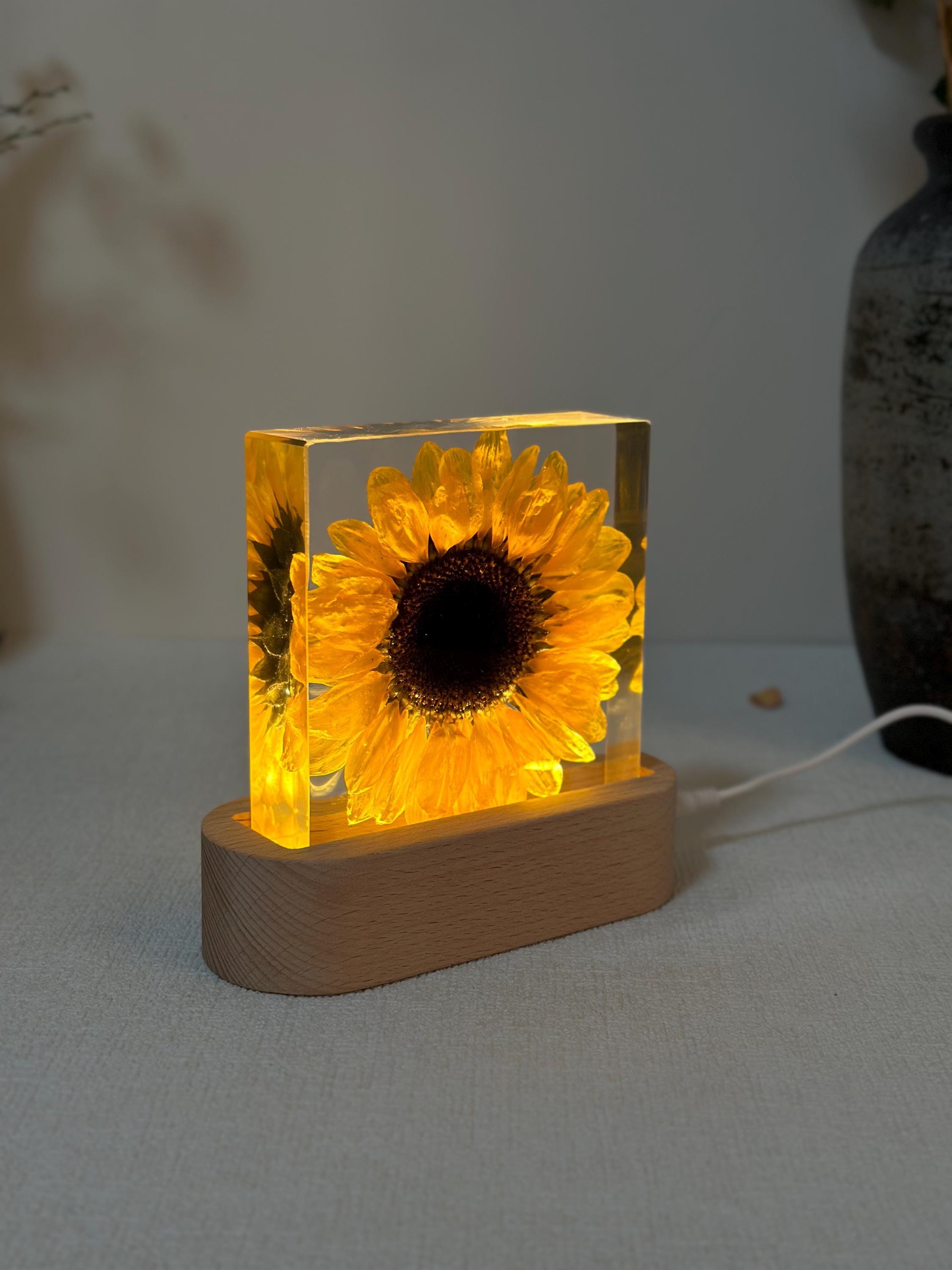Real Sunflower Resin Night Light: Romantic Flower Decor - Etsy