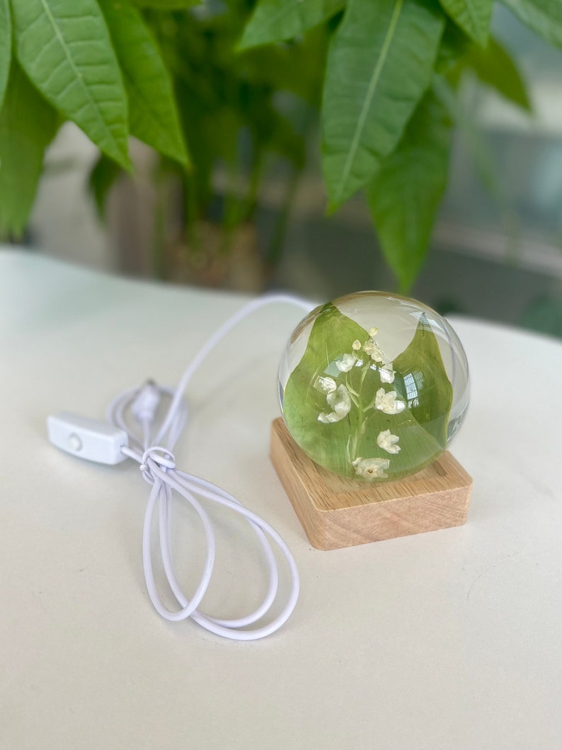 Lily of The Valley Real Flower Sphere Preserved Flower Souvenirs Botanical Gift for Her Unique Birthday Girl Gifts image 6