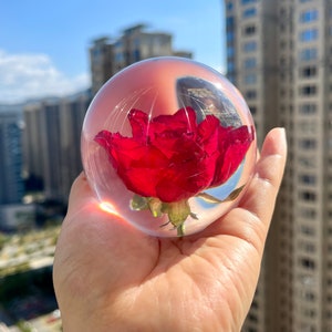 Preserved Red Rose Resin Sphere: Romantic Valentine's Gift Perfect Holiday Gift of Love image 4