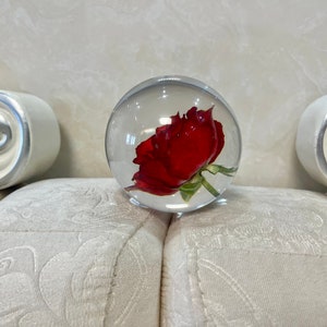 Preserved Red Rose Resin Sphere: Romantic Valentine's Gift Perfect Holiday Gift of Love image 7